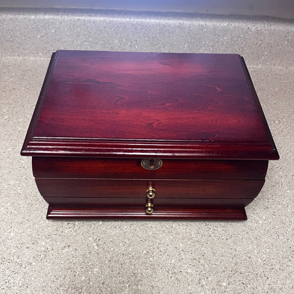 Mele Vintage Elegant Cherry Wood Jewelry BoxOrganizer